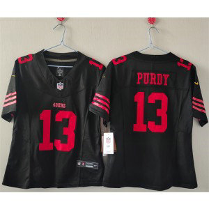 Nike 49ers 13 Brock Purdy Black F.U.S.E. Vapor Limited Women Jersey(Run Small)
