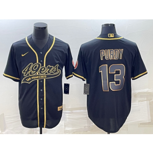 Nike 49ers 13 Brock Purdy Black Gold Vapor Baseball Limited Men Jersey