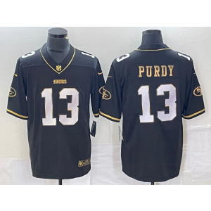 Nike 49ers 13 Brock Purdy Black Gold Vapor Limited Men Jersey