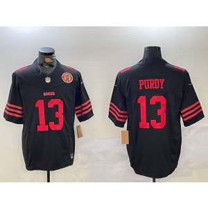 Nike 49ers 13 Brock Purdy Black Team Logo F.U.S.E. Vapor Limited Men Jersey