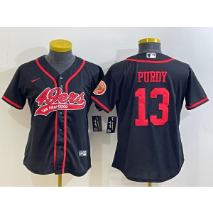 Nike 49ers 13 Brock Purdy Black Vapor Baseball Limited Women Jersey
