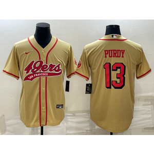 Nike 49ers 13 Brock Purdy Gold Vapor Baseball Limited Men Jersey