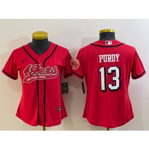 Nike 49ers 13 Brock Purdy Red Baseball Vapor Baseball Limited Women Jersey