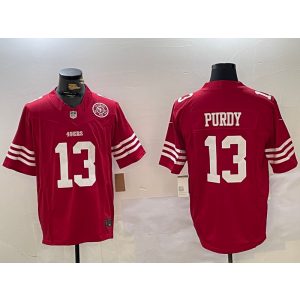 Nike 49ers 13 Brock Purdy Red Team Logo F.U.S.E. Vapor Limited Men Jersey