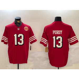 Nike 49ers 13 Brock Purdy Red Throwback Team Logo F.U.S.E. Vapor Limited Men Jersey