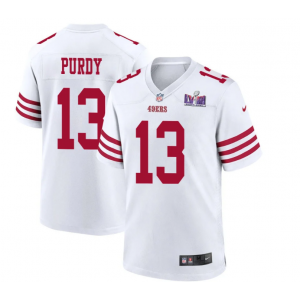 Nike 49ers 13 Brock Purdy White 2024 Super Bowl LVIII Vapor Limited Men Jersey