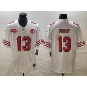 Nike 49ers 13 Brock Purdy White Champion F.U.S.E Vapor Limited Men Jersey