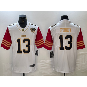 Nike 49ers 13 Brock Purdy White Gold Vapor Untouchable Limited Men Jersey