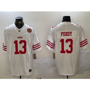 Nike 49ers 13 Brock Purdy White Team Logo F.U.S.E. Vapor Limited Men Jersey