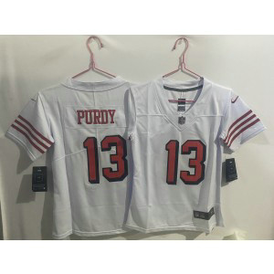 Nike 49ers 13 Brock Purdy White Throwback Vapor Limited Youth Jersey