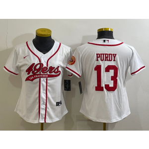 Nike 49ers 13 Brock Purdy White Vapor Baseball Limited Women Jersey