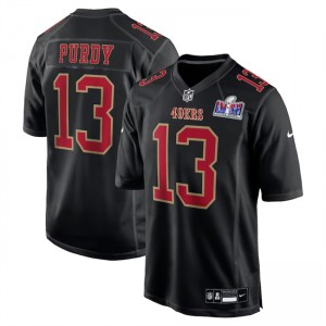 Nike 49ers 13 Purdy Black 2024 Super Bowl LVIII Vapor Limited Men Jersey