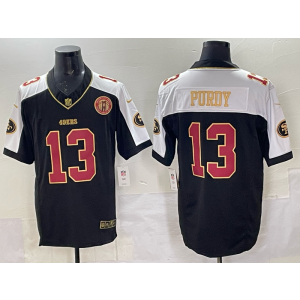 Nike 49ers 13 Purdy Black Red Thanksgiving F.U.S.E. Vapor Limited Men Jersey