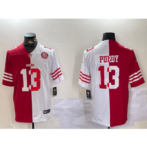 Nike 49ers 13 Purdy White Red Split Vapor Limited Men Jersey Nike 49ers 13 Purdy White Red Split Vapor Limited Men Jersey