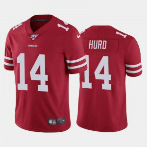 Nike 49ers 14 Jalen Hurd Red Vapor Untouchable Limited Men Jersey