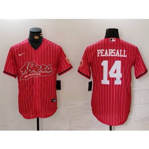 Nike 49ers 14 Ricky Pearsall Red Stripe Vapor Baseball Limited Men Jersey