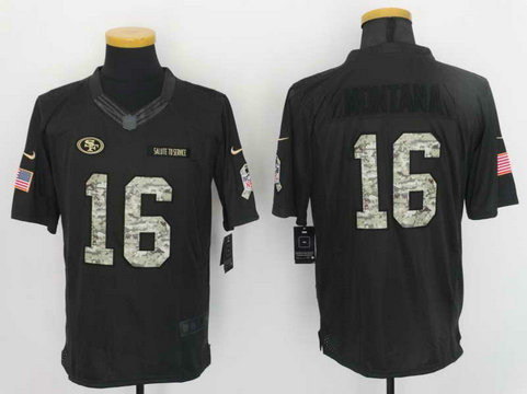 Nike 49ers 16 Joe Montana Anthracite Salute To Service Limited Jersey