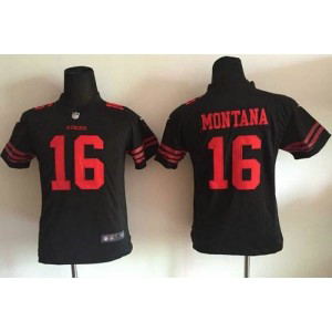 Nike 49ers 16 Joe Montana Black Alternate Youth Stitched NFL Jersey