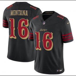 Nike 49ers 16 Joe Montana Black Gold Rivalries F.U.S.E. Vapor Limited Men Jersey