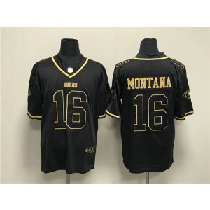 Nike 49ers 16 Joe Montana Black Gold Vapor Limited Men Jersey