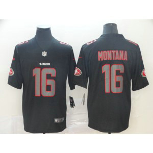 Nike 49ers 16 Joe Montana Black Impact Vapor Limited Men Jersey