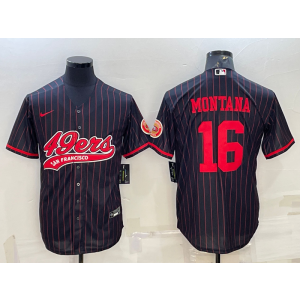 Nike 49ers 16 Joe Montana Black Red Vapor Baseball Limited Men Jersey
