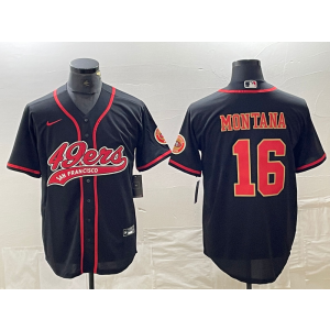 Nike 49ers 16 Joe Montana Black Red Vapor Baseball Limited Men Jersey