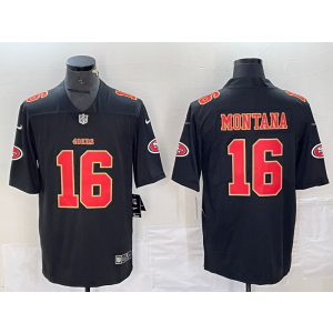 Nike 49ers 16 Joe Montana Black Red Vapor Untouchable Limited Men Jersey