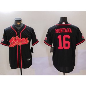 Nike 49ers 16 Joe Montana Black Vapor Baseball Limited Men Jersey