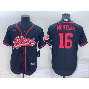 Nike 49ers 16 Joe Montana Black Vapor Baseball Limited Men Jersey