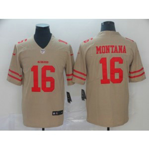 Nike 49ers 16 Joe Montana Gold Inverted Legend Men Jersey