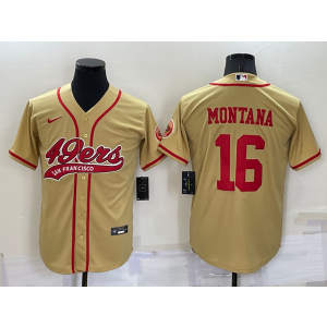 Nike 49ers 16 Joe Montana Gold Vapor Baseball Limited Men Jersey