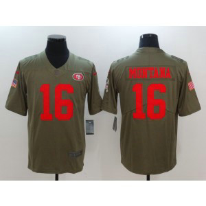 Nike 49ers 16 Joe Montana Olive 2017 Salute To Service Limited Men Jersey