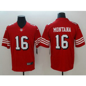 Nike 49ers 16 Joe Montana Red 2018 Vapor Untouchable Limited Men Jersey