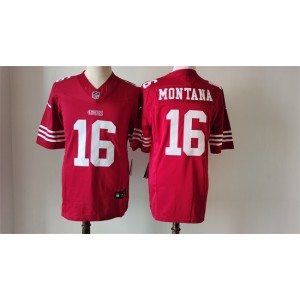 Nike 49ers 16 Joe Montana Red F.U.S.E Vapor Limited Men Jersey