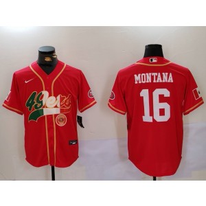 Nike 49ers 16 Joe Montana Red Mexico Vapor Baseball Limited Men Jersey