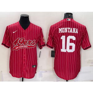 Nike 49ers 16 Joe Montana Red Vapor Baseball Limited Men Jerseys