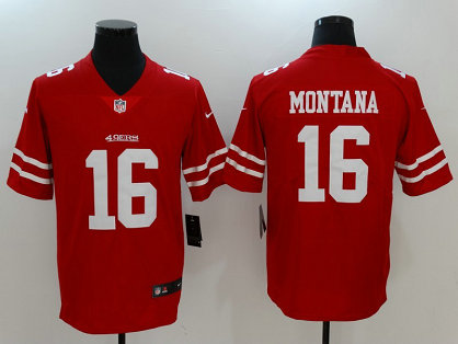 Nike 49ers 16 Joe Montana Red Vapor Untouchable Player Limited Jersey