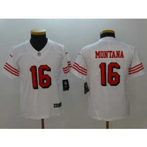 Nike 49ers 16 Joe Montana White Color Rush Vapor Untouchable Limited Youth Jersey