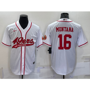 Nike 49ers 16 Joe Montana White Vapor Baseball Limited Men Jersey