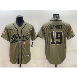 Nike 49ers 19 Deebo Samuel 2022 Olive Salute to Service Baseball Limited Men Jersey