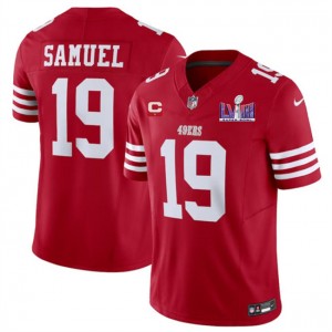 Nike 49ers 19 Deebo Samuel Red 2024 Super Bowl LVIII F.U.S.E Vapor Limited Men Jersey with C Patch