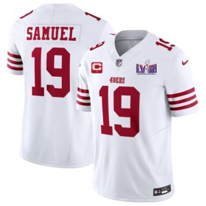 Nike 49ers 19 Deebo Samuel White 2024 Super Bowl LVIII F.U.S.E Vapor Limited Men Jersey with C Patch