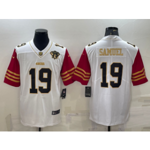 Nike 49ers 19 Deebo Samuel White Gold With 75th Anniversary Patch Vapor Limited Men Jersey