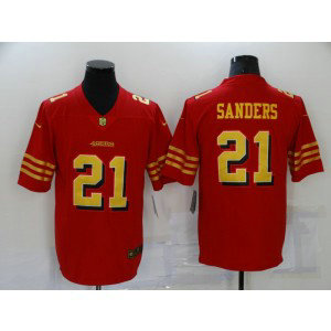 Nike 49ers 21 Deion Sanders Red Gold Vapor Untouchable Limited Men Jersey