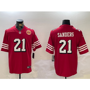 Nike 49ers 21 Deion Sanders Red Team Logo Vapor Limited Men Jersey
