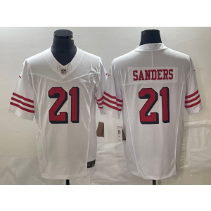 Nike 49ers 21 Deion Sanders White Throwback 2023 F.U.S.E Vapor Limited Men Jersey