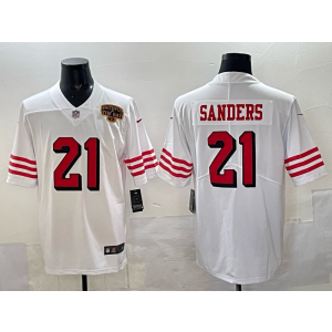 Nike 49ers 21 Deion Sanders White Throwback Vapor Limited Men Jersey
