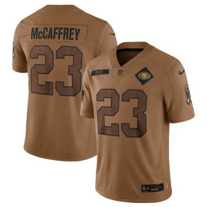 Nike 49ers 23 Christian McCaffrey 2023 Brown Salute To Service Limited Men Jersey