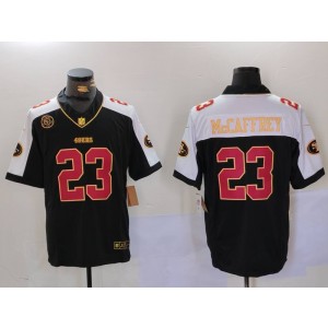 Nike 49ers 23 Christian McCaffrey Black Gold F.U.S.E. Vapor Limited Men Jersey